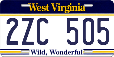 WV license plate 2ZC505