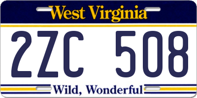 WV license plate 2ZC508