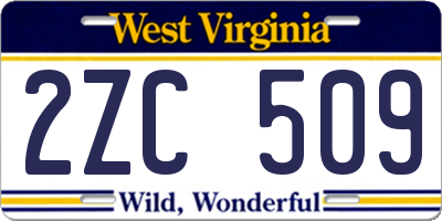 WV license plate 2ZC509