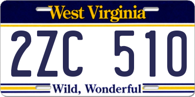 WV license plate 2ZC510