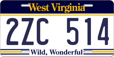 WV license plate 2ZC514