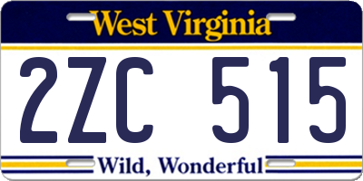 WV license plate 2ZC515