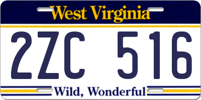 WV license plate 2ZC516
