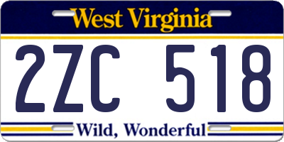 WV license plate 2ZC518