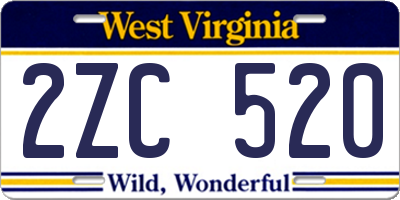 WV license plate 2ZC520