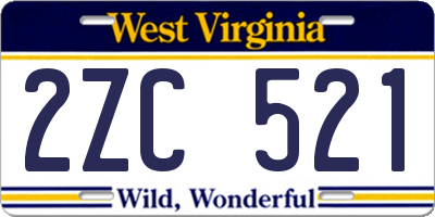 WV license plate 2ZC521