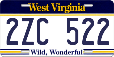 WV license plate 2ZC522