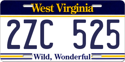 WV license plate 2ZC525