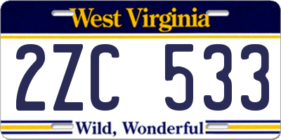 WV license plate 2ZC533