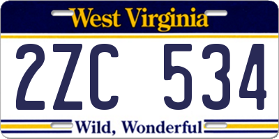 WV license plate 2ZC534