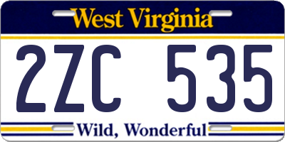 WV license plate 2ZC535