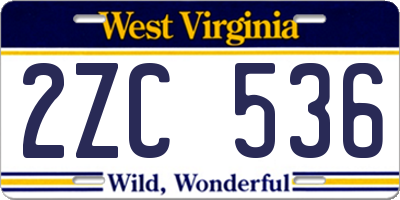 WV license plate 2ZC536