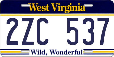 WV license plate 2ZC537
