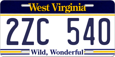 WV license plate 2ZC540