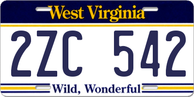 WV license plate 2ZC542