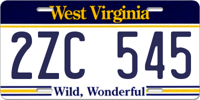 WV license plate 2ZC545