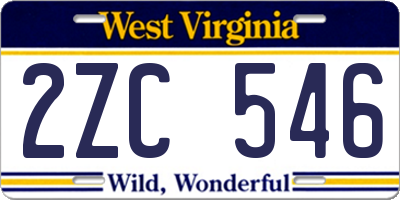 WV license plate 2ZC546