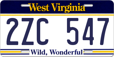 WV license plate 2ZC547