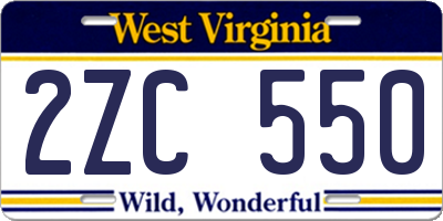 WV license plate 2ZC550