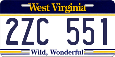 WV license plate 2ZC551