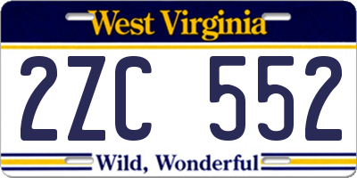 WV license plate 2ZC552