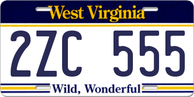 WV license plate 2ZC555