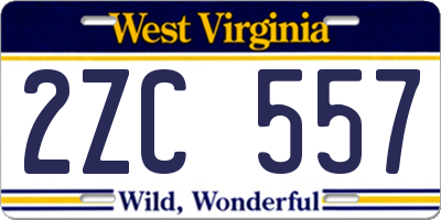 WV license plate 2ZC557