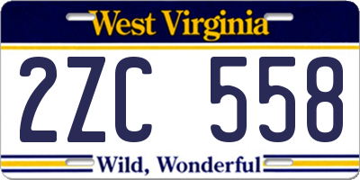 WV license plate 2ZC558