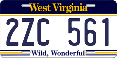 WV license plate 2ZC561