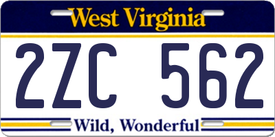 WV license plate 2ZC562