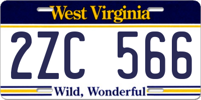 WV license plate 2ZC566