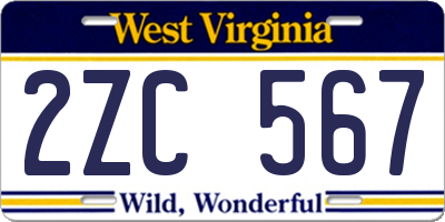 WV license plate 2ZC567