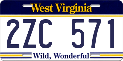 WV license plate 2ZC571