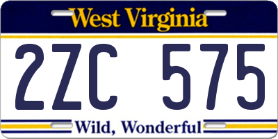 WV license plate 2ZC575