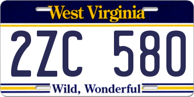 WV license plate 2ZC580