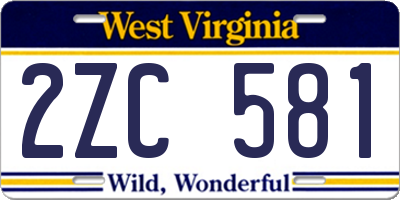WV license plate 2ZC581
