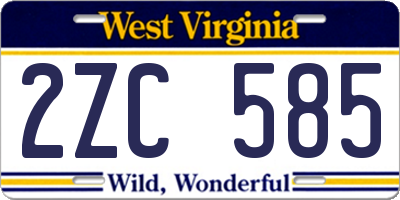 WV license plate 2ZC585