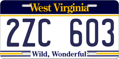 WV license plate 2ZC603