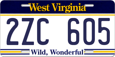 WV license plate 2ZC605