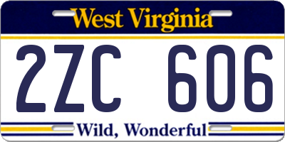 WV license plate 2ZC606