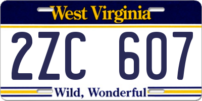 WV license plate 2ZC607