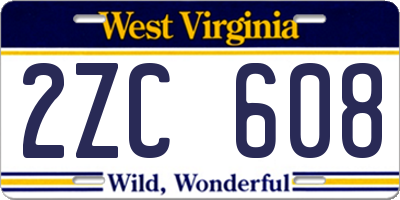 WV license plate 2ZC608