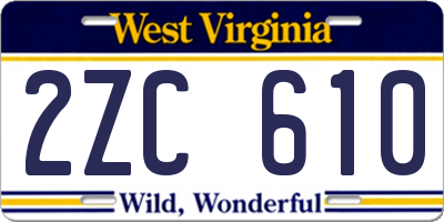WV license plate 2ZC610