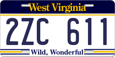 WV license plate 2ZC611