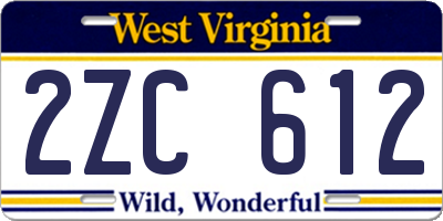 WV license plate 2ZC612