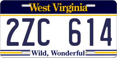 WV license plate 2ZC614