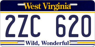 WV license plate 2ZC620
