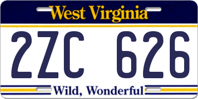 WV license plate 2ZC626