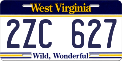 WV license plate 2ZC627