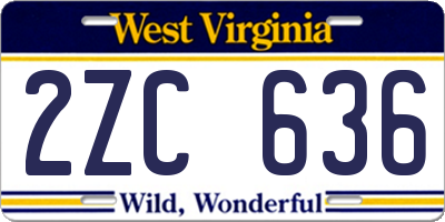 WV license plate 2ZC636